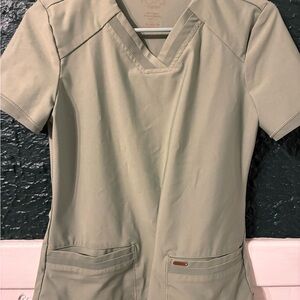 Cherokee Taupe V-Neck Scrub Top